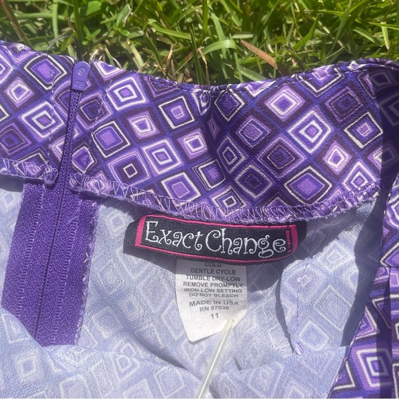 Y2K As If Exact Change Purple Shades Stunning Print Geometrical Shapes Size 11 - Picture 3 of 3